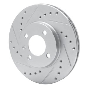 Volkswagen Quantum Brake Rotor (1) - Front Left - R1 Concepts - Drilled & Slotted - Silver - `86-`08